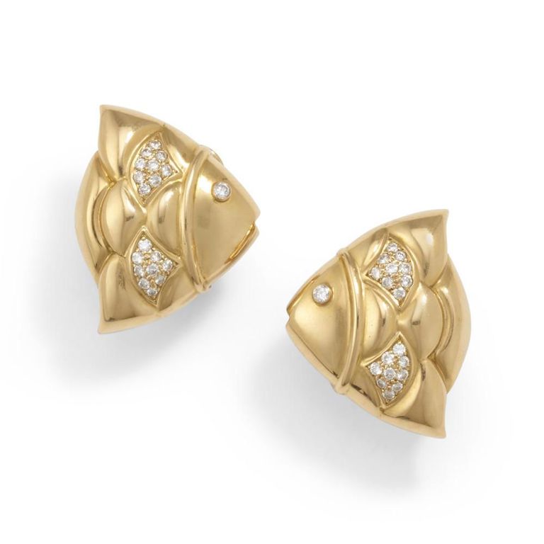 18k Gold Diamond "Naturalia" Earclips