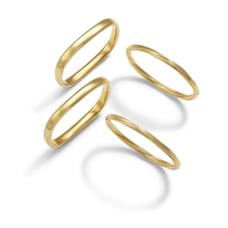 18k Gold Geometric Bangle Bracelets