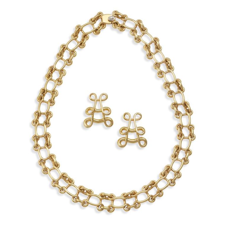 18k Gold Necklace and Earrings Set