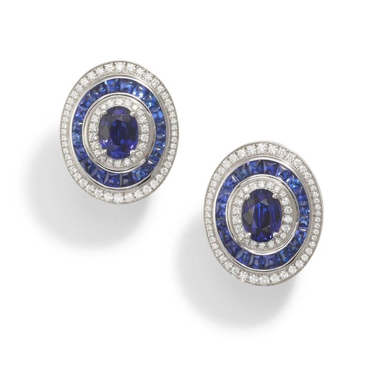 18k White Gold Sapphire and Diamond Earrings