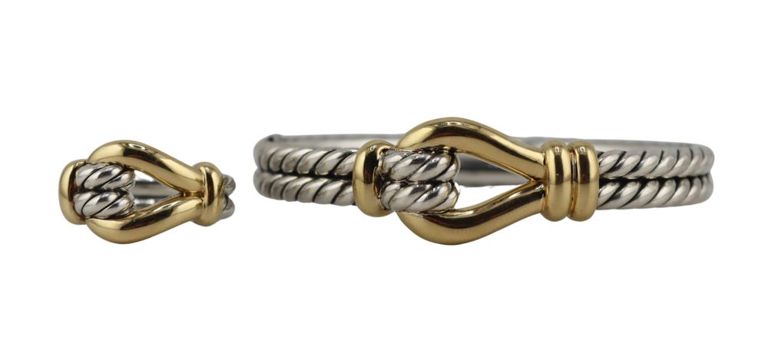 18k Gold and Silver Bracelet and Ring