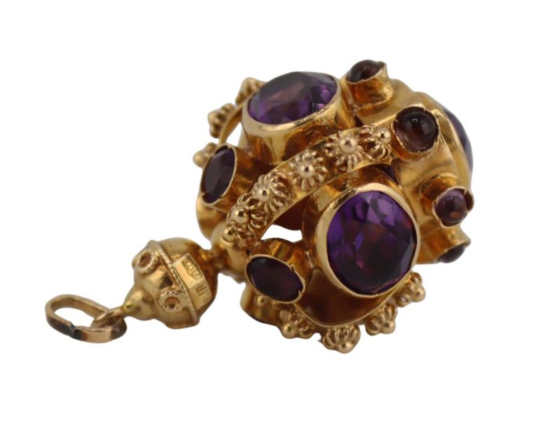 18k Yellow Gold Amethyst Charm