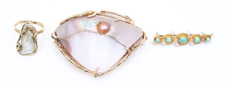 Gold and Pearl Jewelry Grouping