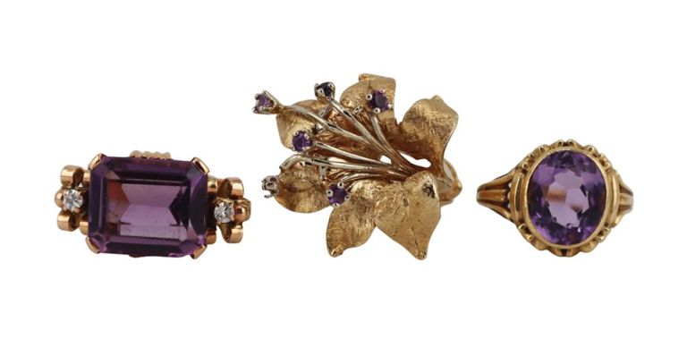 Gold Amethyst Cocktail Rings