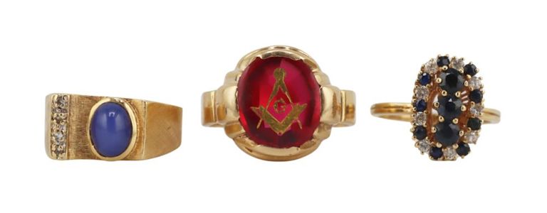 14k Yellow Gold Diamond and Gem Rings