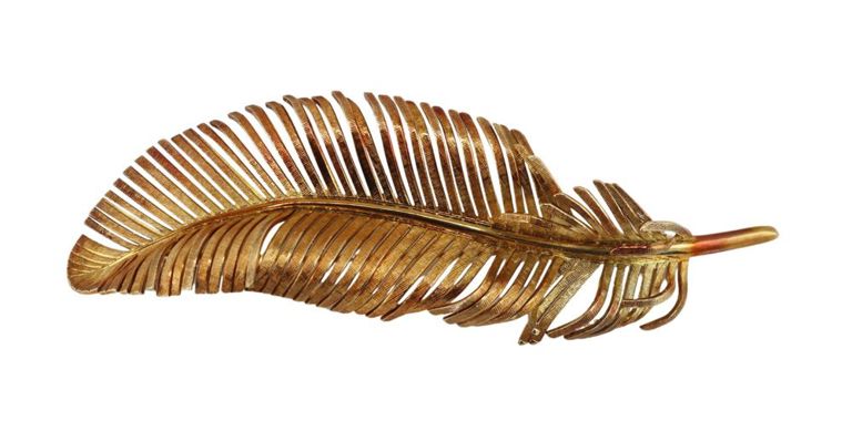 14k Yellow Gold Feather Brooch