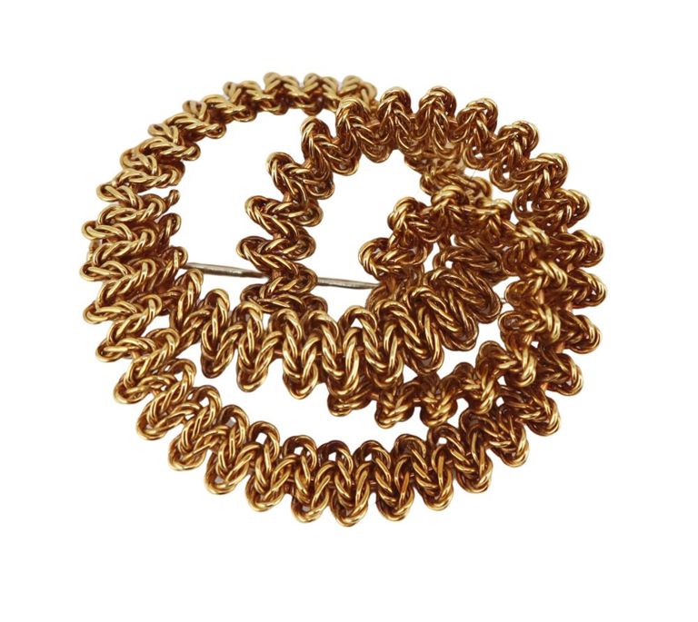 18k Yellow Gold Swirl Brooch