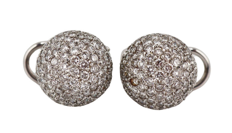 18k White Gold Diamond Globe Earrings