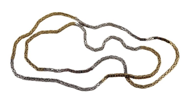 14k Two-Tone Gold Byzantine Link Necklace
