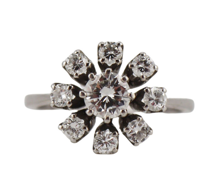 18k White Gold Diamond Floral Ring
