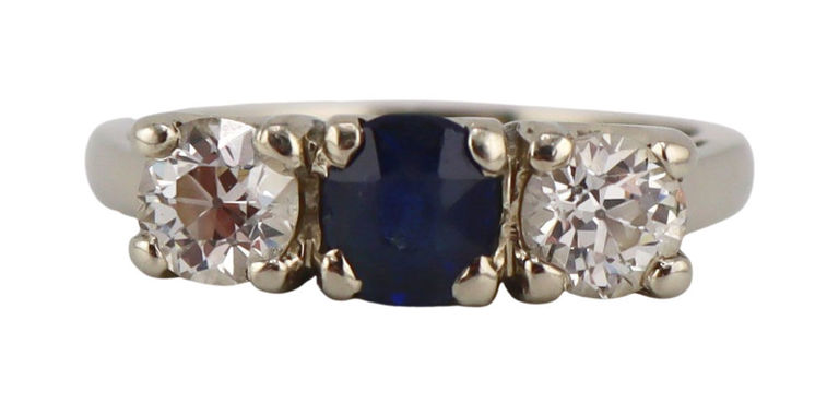 White Gold Sapphire and Diamond Ring