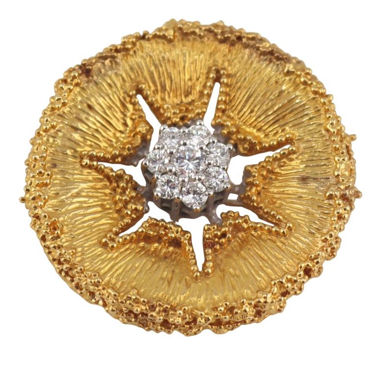 18k Two-Tone Gold Diamond Brooch