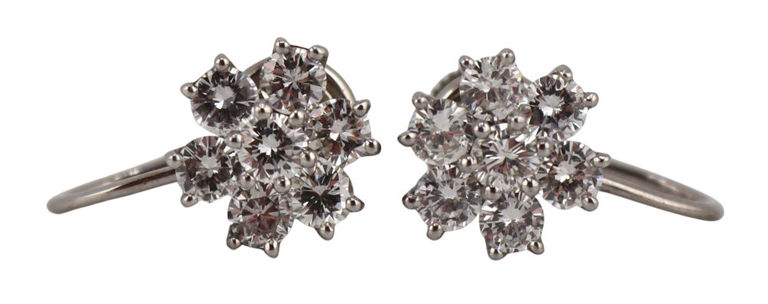 Platinum Diamond Floral Earrings