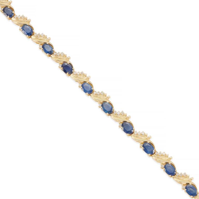 14k Gold Sapphire and Diamond Bracelet