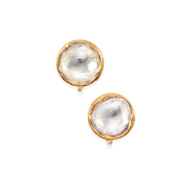 18k Gold Diamond and Enamel Ear Clips