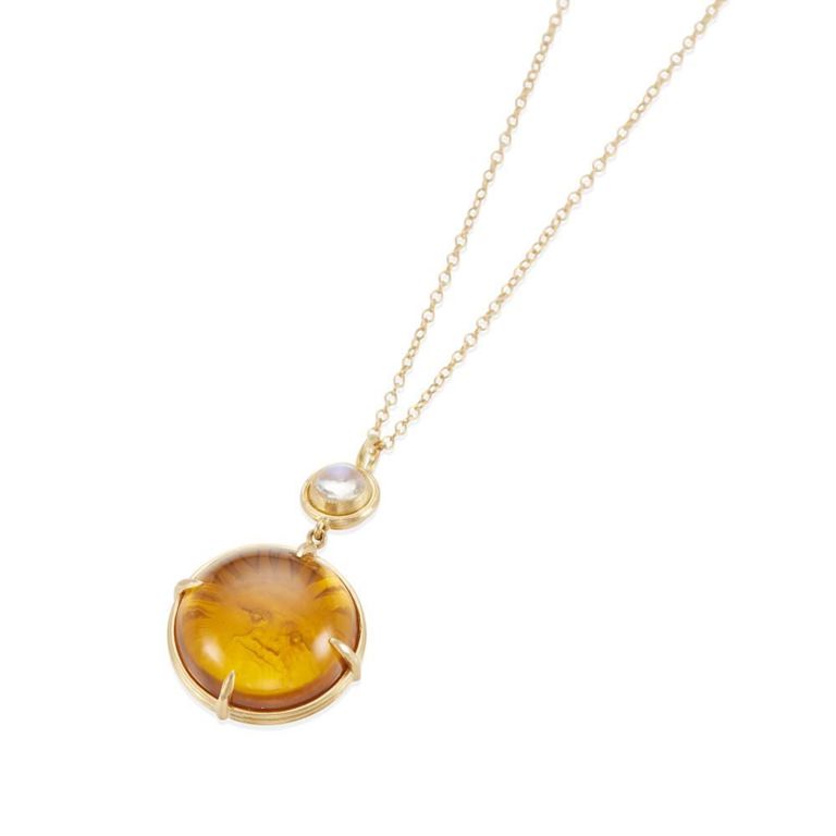 Citrine, Moonstone and Diamond Pendant Necklace