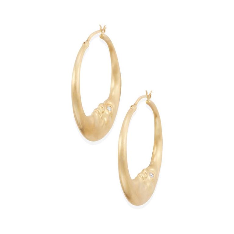 18k Gold and Diamond Hoop Earrings