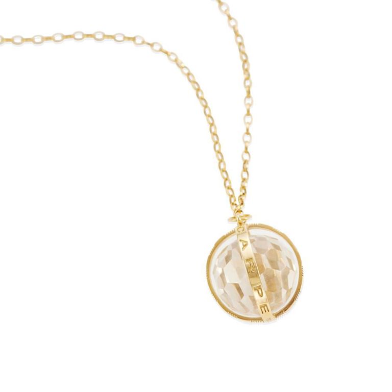 18k Gold and Rock Crystal Quartz Pendant Necklace