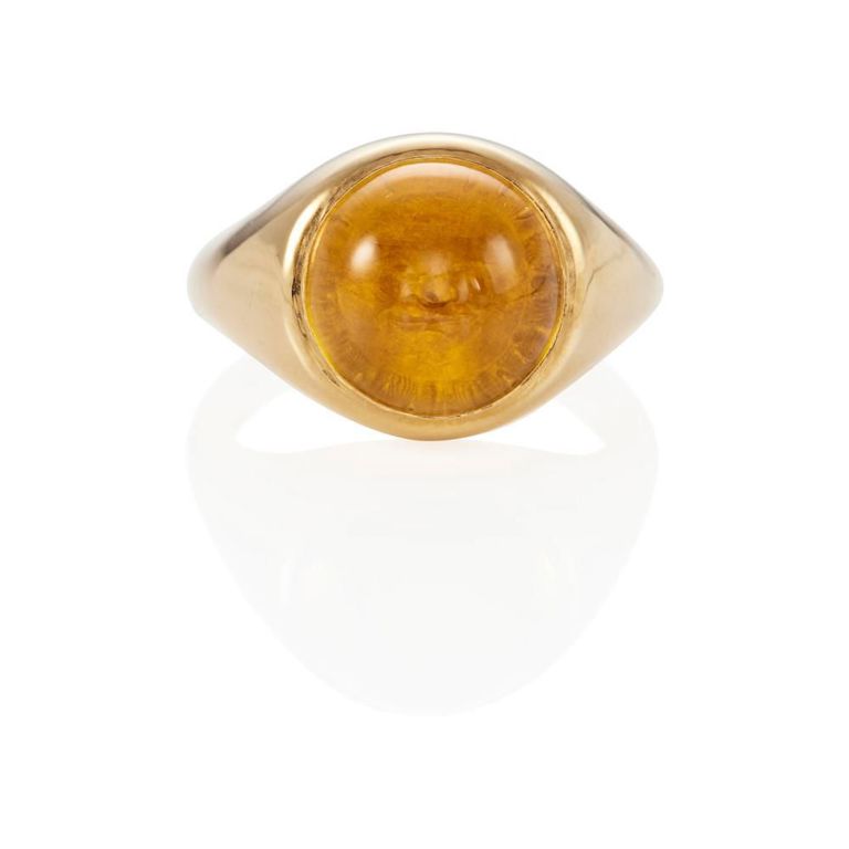 18k Gold Citrine and Diamond Ring