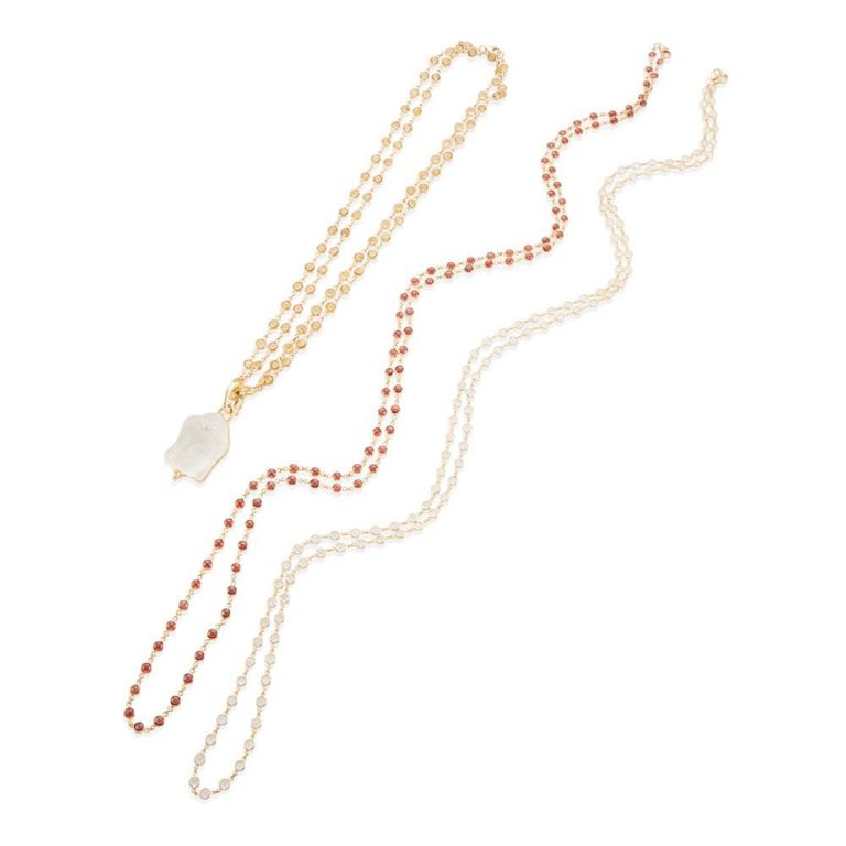 18k Gold Gem-Set Necklaces and 14k Pendant