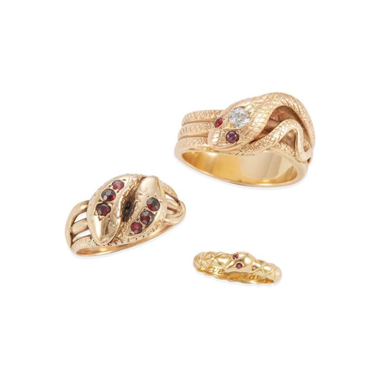 Gold Ruby Garnet and Diamond Rings
