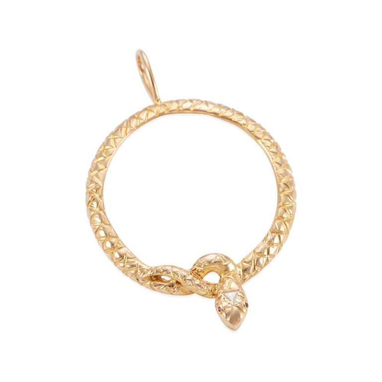 18k Gold Ruby and Diamond Serpent Pendant