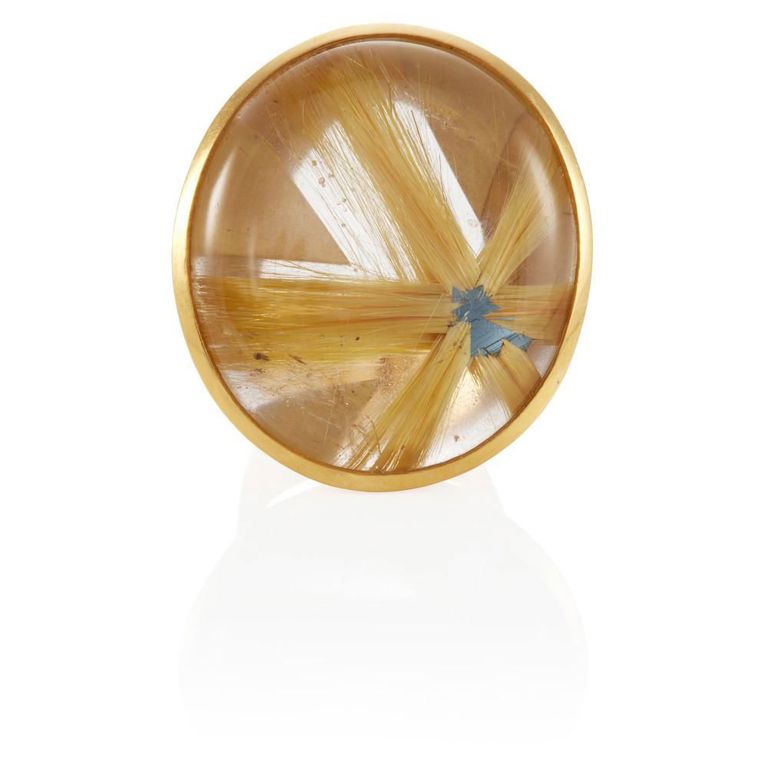 18k Gold Rutilated Quartz Ring