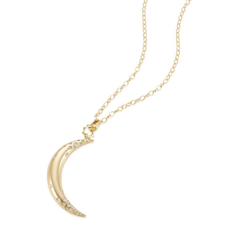 18k Gold Diamond "Dream Moon" Pendant Necklace