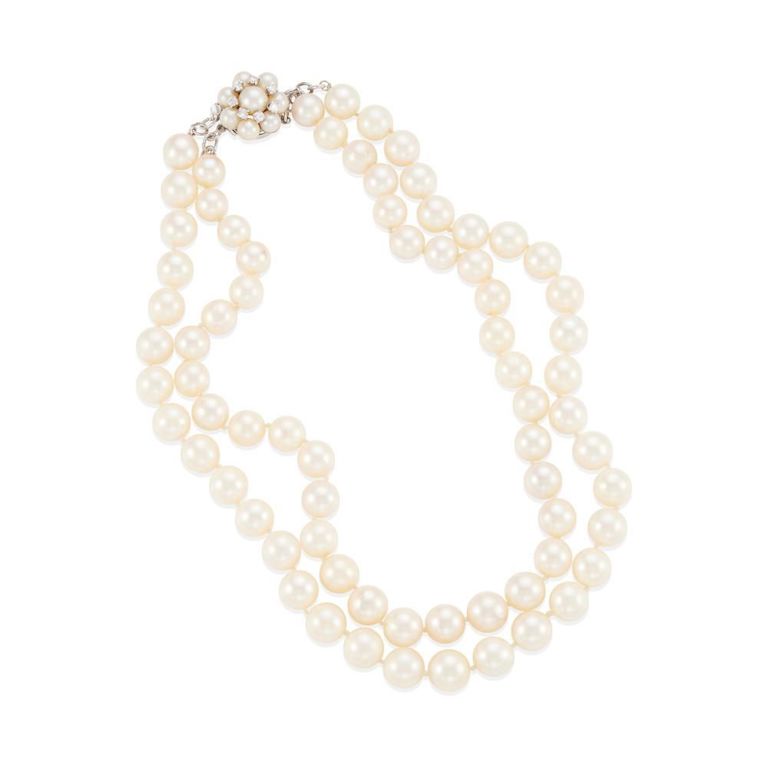 Cultured Pearl and Diamond Necklace