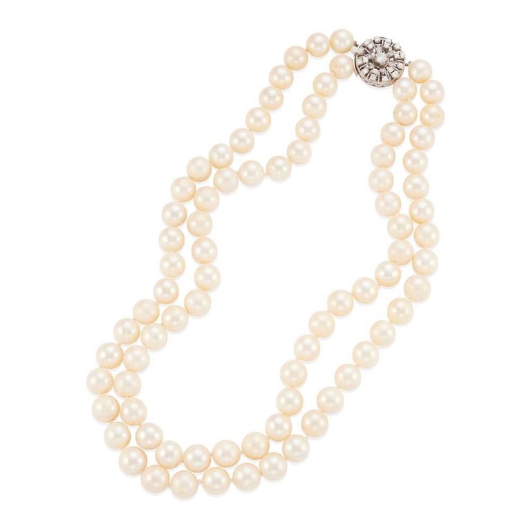 Cultured Pearl and Diamond Necklace