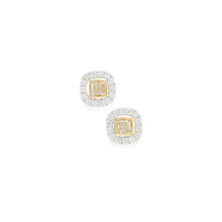 18k Gold Fancy Yellow Diamond Stud Earrings