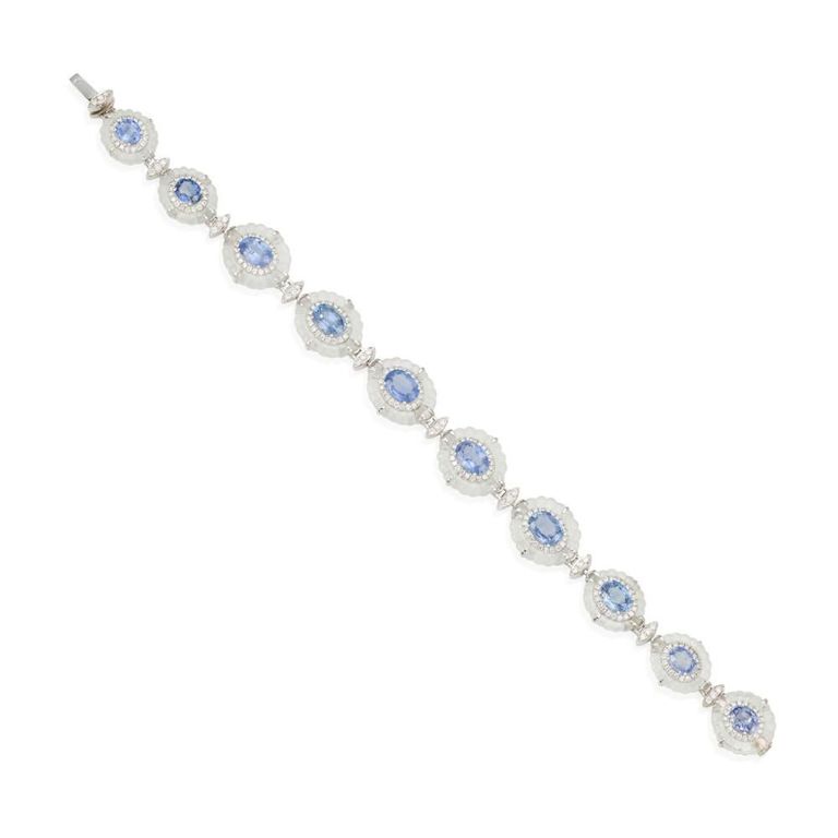 Rock Crystal, Sapphire and Diamond Bracelet