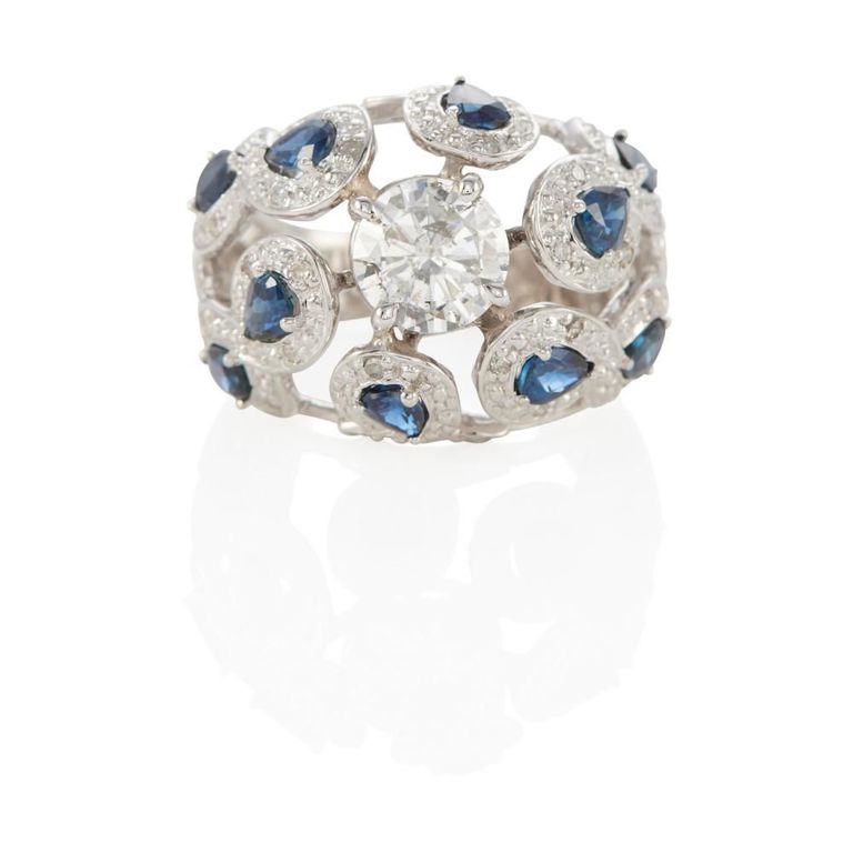 14k Gold Sapphire and Diamond Ring