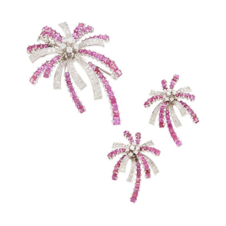 14k Gold Ruby and Diamond Jewelry Set