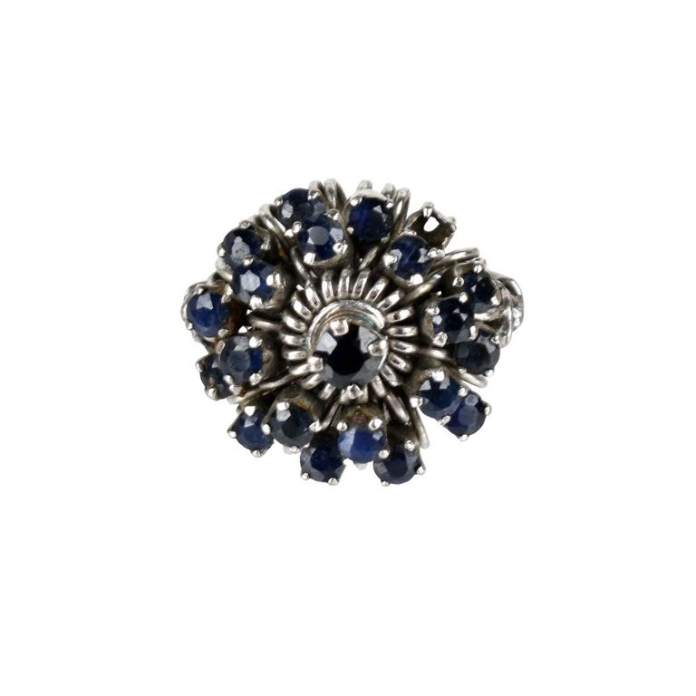 10k White Gold Sapphire Cluster Ring