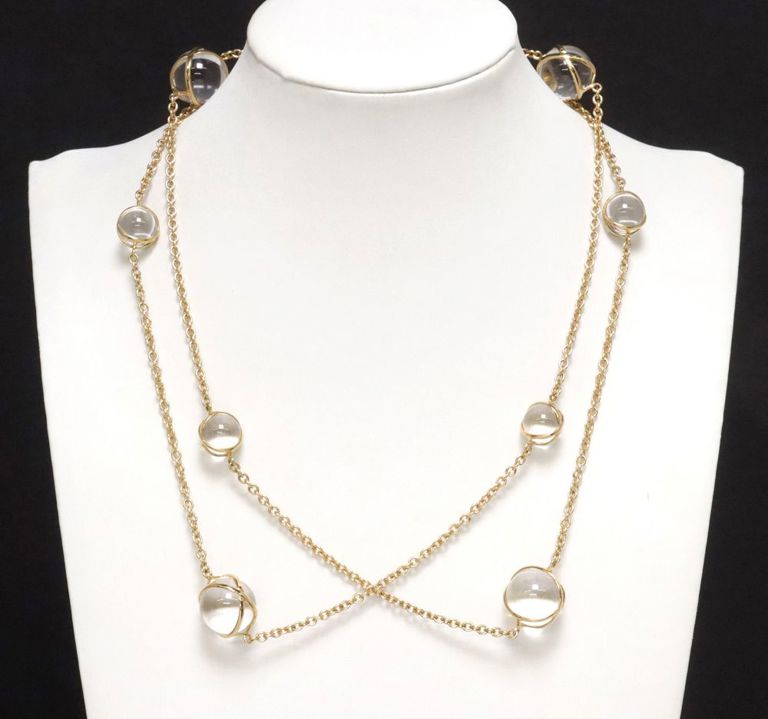 18k Gold Rock Crystal Necklace