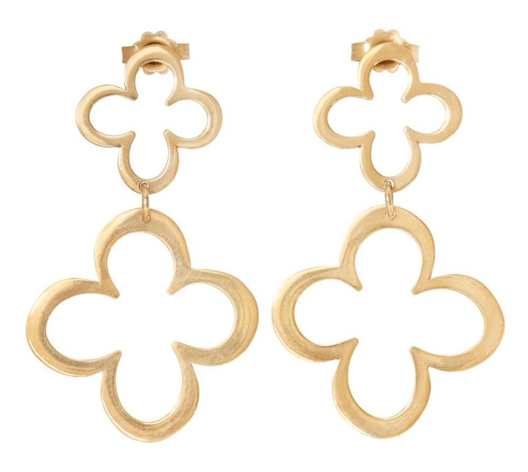 18k Gold Fiore Double Drop Earrings