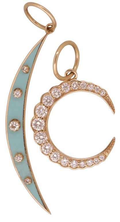 14k Gold Diamond Moon Charms