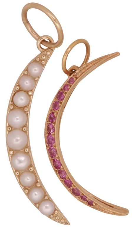 Ruby and Pearl Moon Pendants