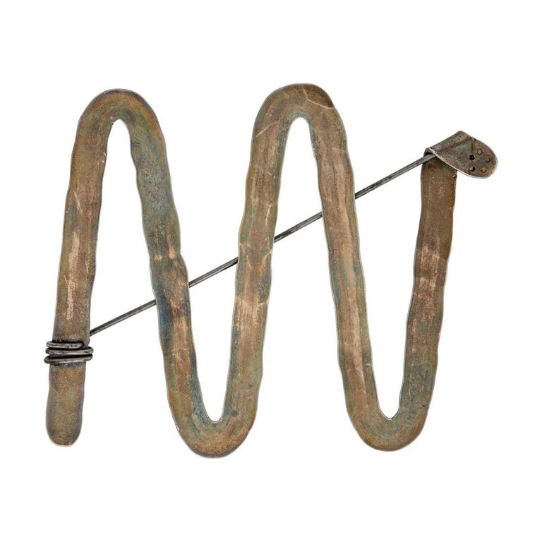 Silver and Steel Wire "A Pin" Brooch