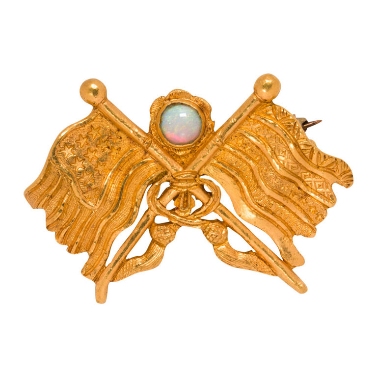 High Karat Gold Opal Military Brooch