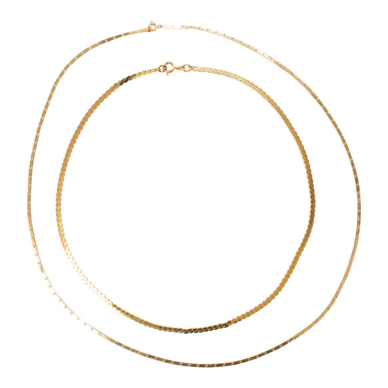 14k Gold S-Link and Serpentine Chains