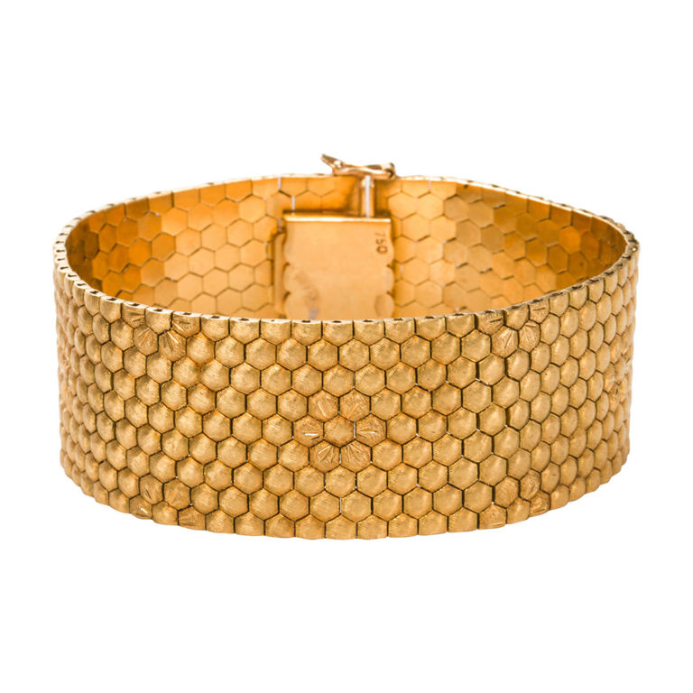 18k Gold Honeycomb Strap Bracelet