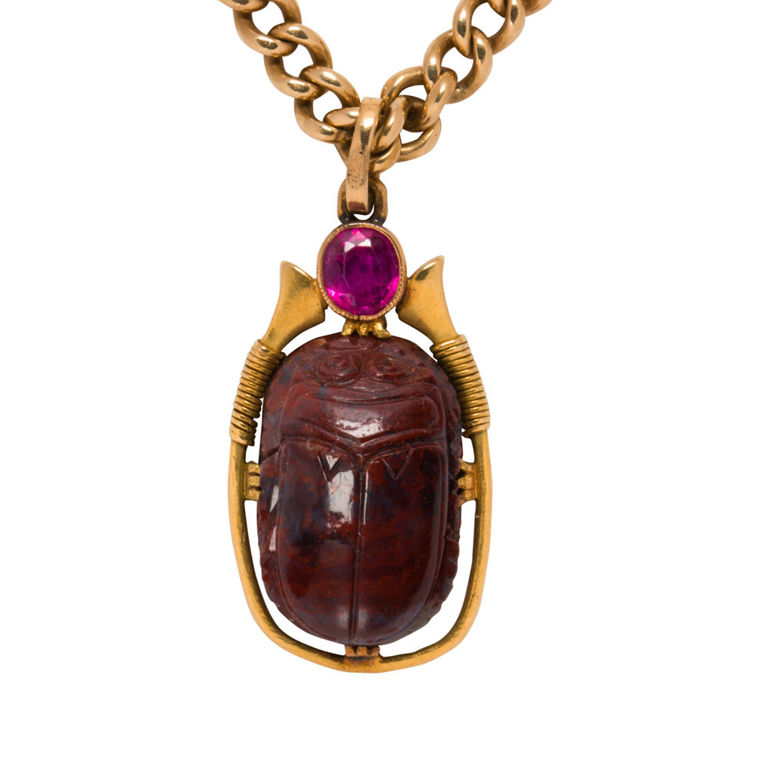 Bloodstone and Pink Sapphire Pendant Necklace