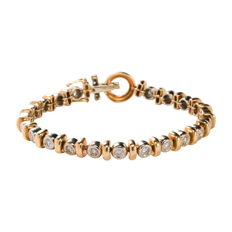 14k Two-Tone Gold Diamond Bracelet