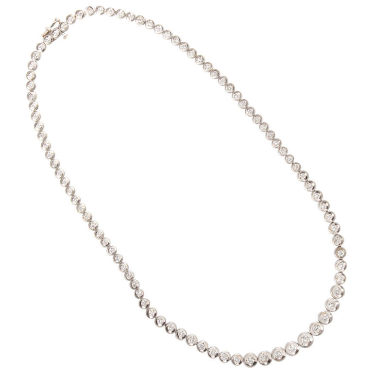 14k White Gold Diamond Tennis Necklace