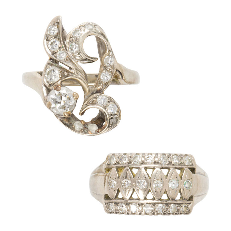 Two White Gold and Diamond Rings