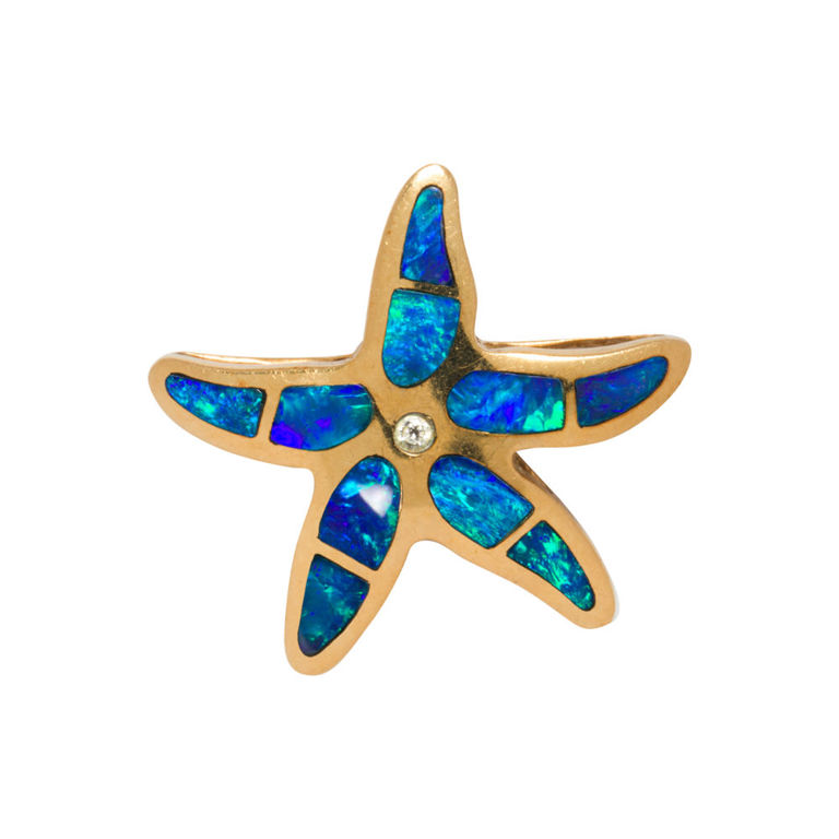14k Gold Opal and Diamond Pendant