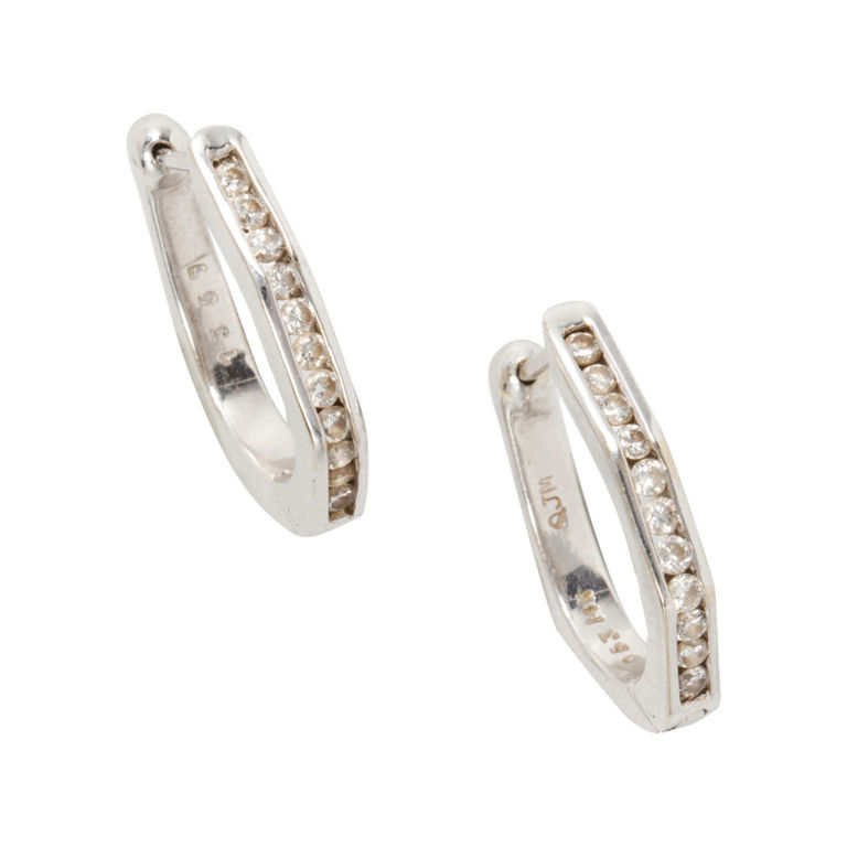 14k White Gold Diamond Earrings