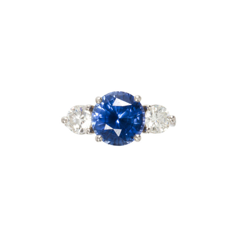 Platinum Sapphire and Diamond Ring